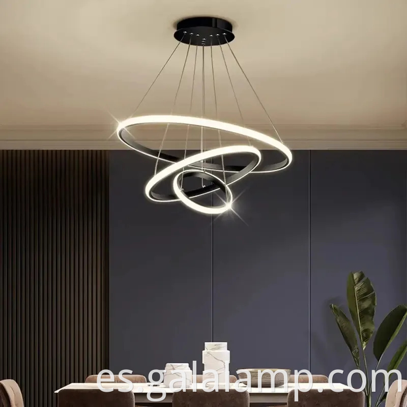 Luz colgante de anillo de círculo decorativo de lujo para sala de estar moderna